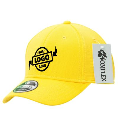 Boné Tomflex Aba Curva Gorgurão Amarelo Aberto 6 Gomos
