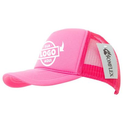 Boné Tomflex Feminino Tela Aba Curva Trucker Pink