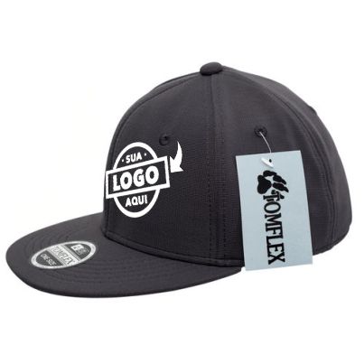 Boné Tomflex Masculino Aba Reta Snapback Aberto Cinza Escuro