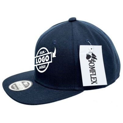 Boné Tomflex Masculino Aba Reta Snapback Azul Marinho Aberto Brim