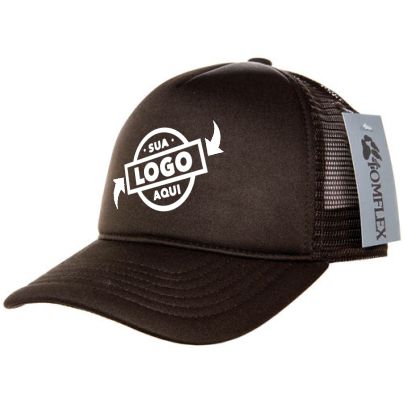 Boné Tomflex Masculino Tela Trucker Aba Curva Aberto Marrom