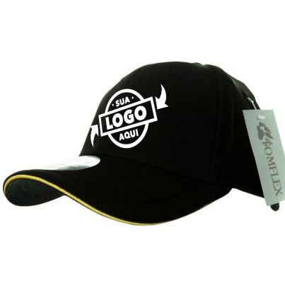 Boné Tomflex Aba Curva Gorgurão Preto Unissex Masculino Feminino