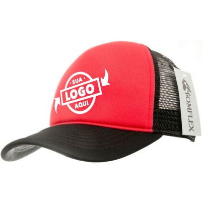 oné Tomflex Unissex Masculino Feminino Tela Trucker Aberto Preto Vermelho
