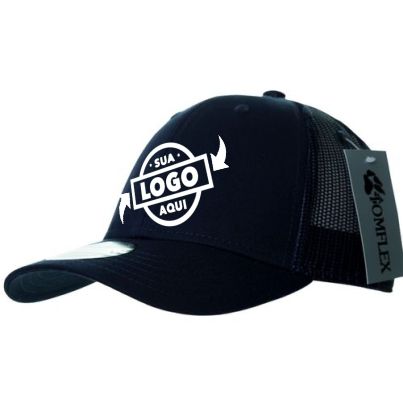 Boné Tomflex Unissex Tela Brim Trucker Aberto Azul Marinho