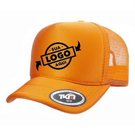 Boné Trucker Poliéster Laranja