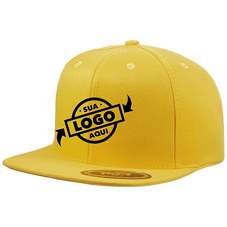 Boné 6 Painéis Aba Reta Amarelo