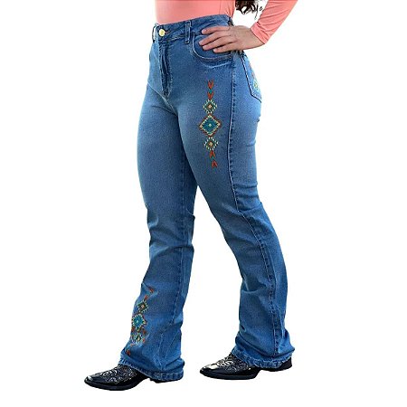 Calça Best Rodeio Feminina F891 Flare Bordada