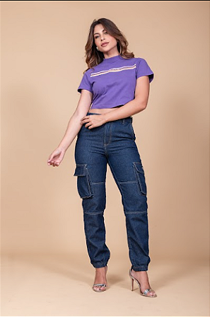 Cropped TXC Feminino Estampado Roxo Ref 50987