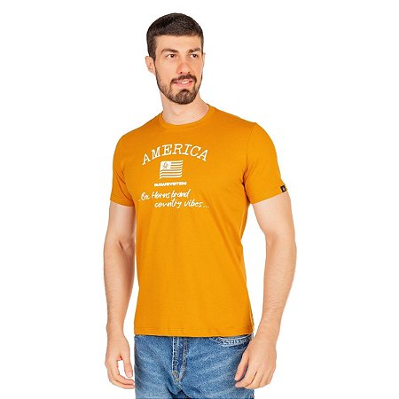 Camiseta Ox Horns Masculina Estampada Mostarda Ref 1771