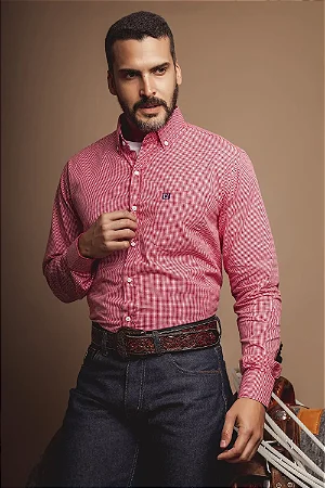 Camisa TXC Masculina Xadrez Vermelha 2705LP