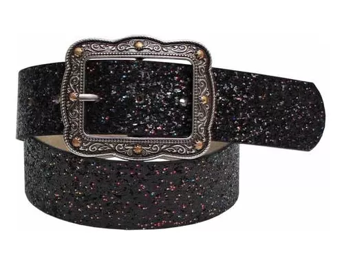 Cinto Paul Western Preto com Glitter 466