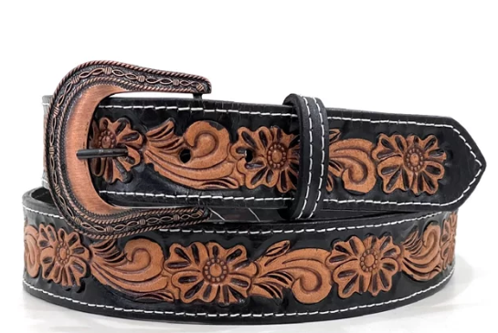 Cinto PH Rodeo Entalhado Floral Natural