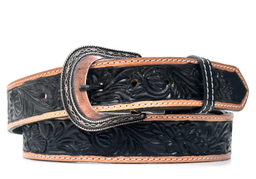 Cinto PH Rodeo Entalhado Floral  Preto