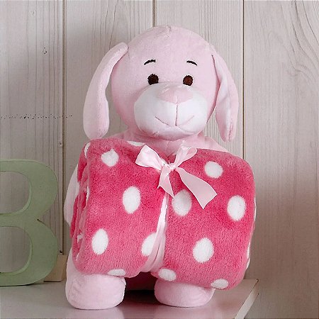 Kit Manta com Bichinho de Pelúcia Pink Dog Bouton Baby