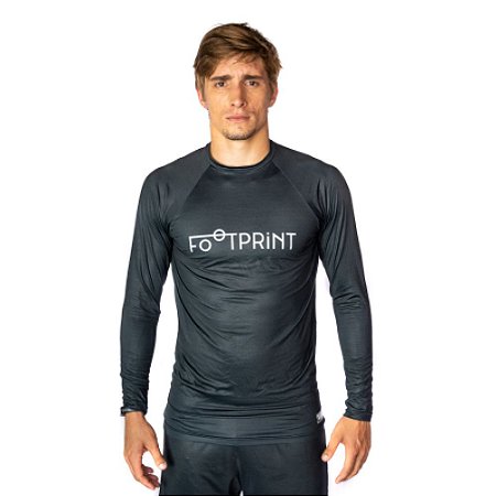Blusa Treino Manga Longa Futevôlei Masculino Preto e Branco