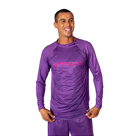 Blusa Treino Manga Longa Futevôlei Masculino Roxo e Rosa