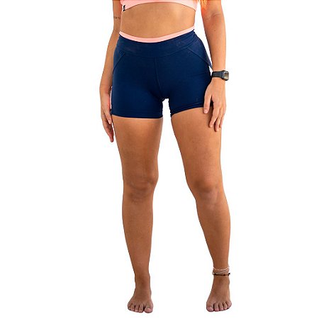 Shorts Treino Azul e Salmão Feminino