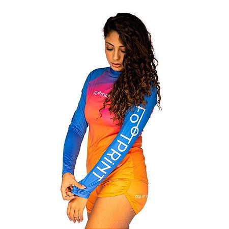 Blusa Treino Manga Longa Feminino Free On Sand Laranja