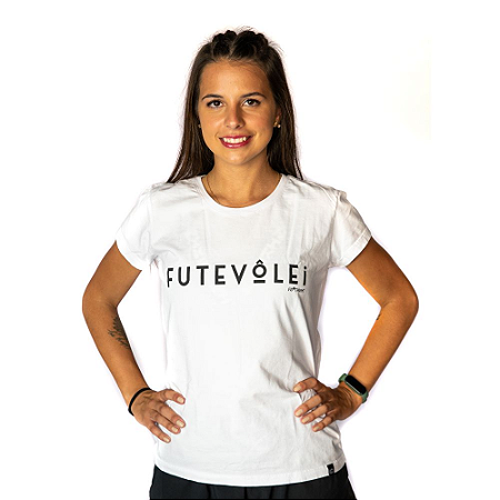 Camiseta baby look de algodão futevôlei Feminina - Branca