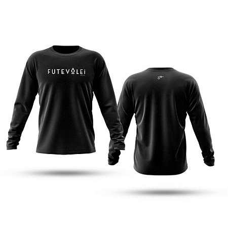 Camiseta gola careca manga longa com punhos Masculina Preta