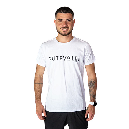 Camiseta de algodão futevôlei masculina - Branca
