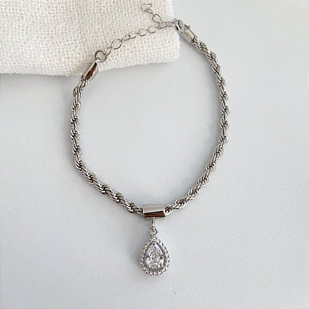 Pulseira Gota Cristal Prata