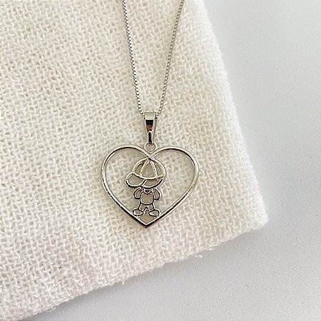 Colar Menino Coração Prata