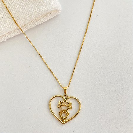 Colar Menina Coração Dourado