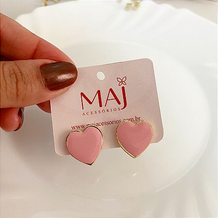 Brinco Coração Rosa