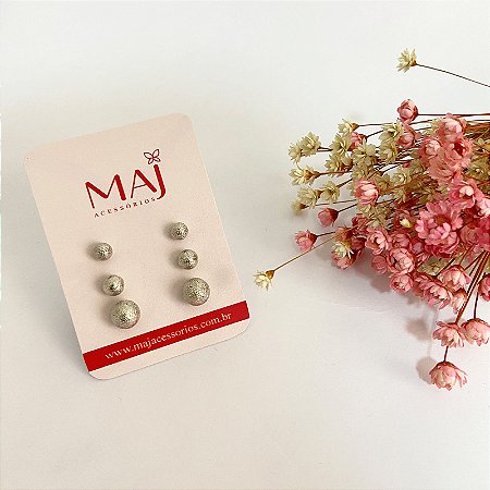 Trio Bolinha Prata Fosco