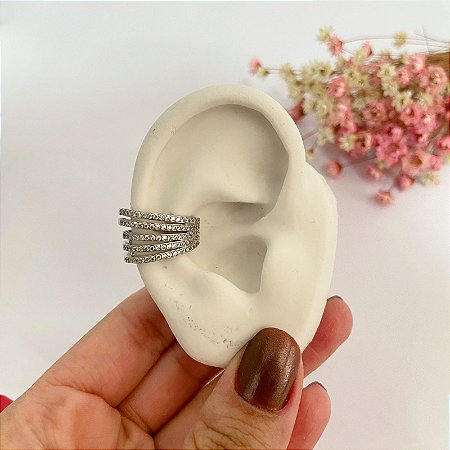 Piercing Fake Pedrinhas Brancas Prata