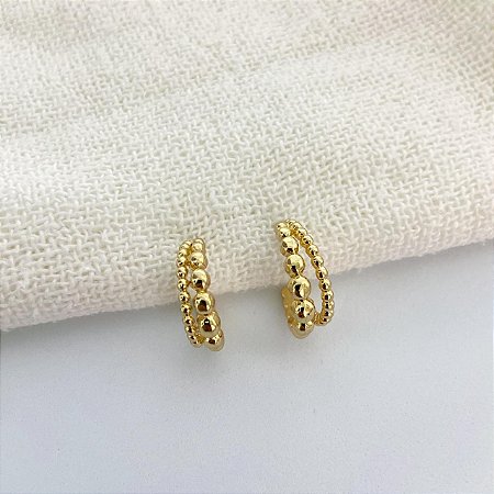 Argolinhas Bolinhas Duplas Dourado