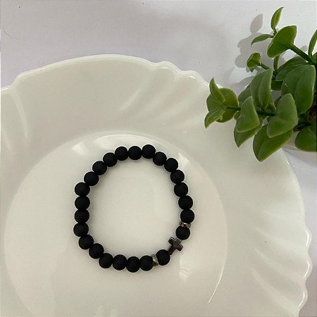 Pulseira Masculina Bolinhas Cruz Mini