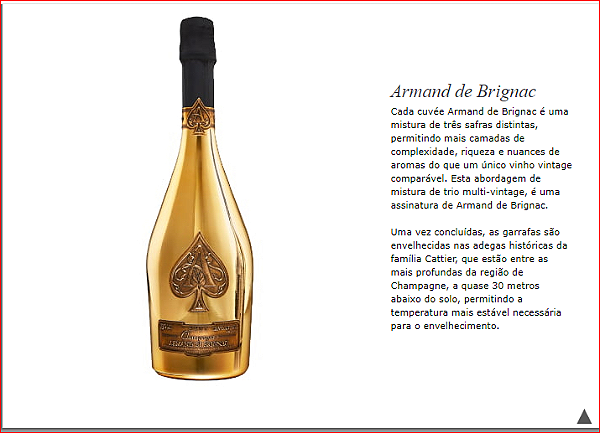 CHAMPANHE FRANCESA ARMAND DE BRIGNAC BRUT GOLD  750 ML