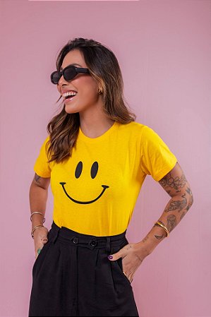 T-Shirt - Smile - Amarelo Canário