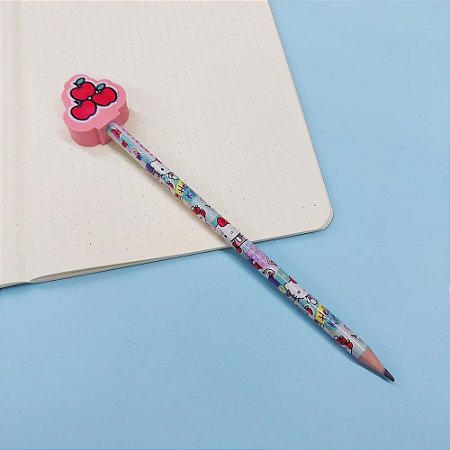 Lápis Preto HB Hello Kitty Com Borracha (Maçãs)
