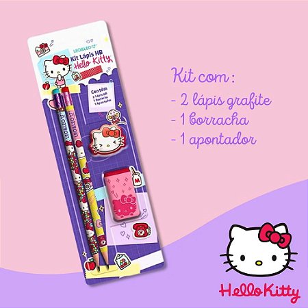 Kit Hello Kitty Com Lapis, Borracha e Apontador