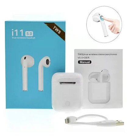 Fone De Ouvido i11 Tws Bluetooth 5.0 AirPods iPhone/Android. - A rota certa  das 1001 utilidades da 25 de Março até o conforto do seu lar!