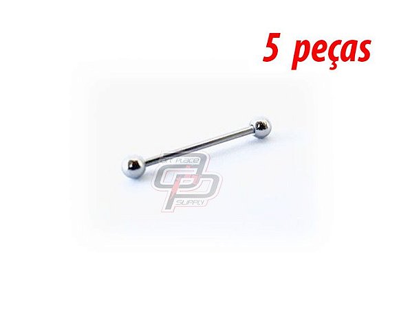 Piercing Mini Barbell (Reto) - 16mm - Espessura 1.2  (5 peças)
