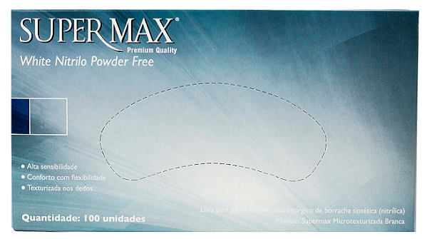 Luva Nitrílica White Caixa com 100 Unidades - SuperMax