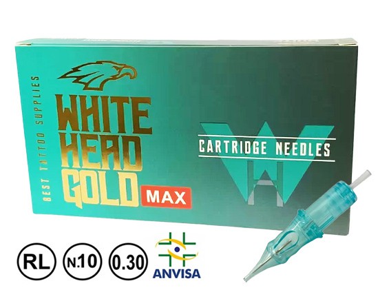 Cartuchos White Head Gold MAX - Traço / Round Liner - Caixa com 20 unidades