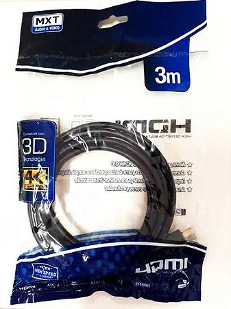 Cabo HDMI 4K ULTRA HD 30 AWG s/ filtro O.D:6MM 3D 2.0V DOURADO 3M