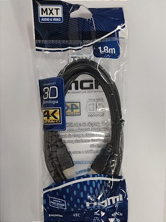 Cabo HDMI 4K ULTRA HD 30 AWG s/ filtro O.D:6MM 3D 2.0V DOURADO 1,8M