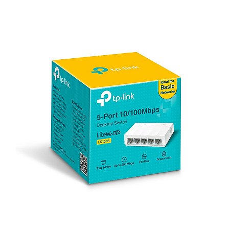 Switch 5 portas 10/100 Mbps não gerenciável LS1005 Tp Link CX 1 UN