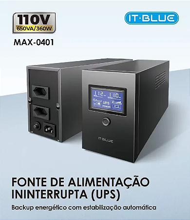 NOBREAK UPS 650VA 360W 110V MAX-0401 - IT BLUE
