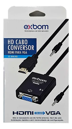 Cabo Conversor HDMI macho p/ fêmea com áudio - EXBOM CC-HV100