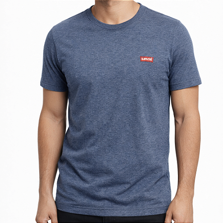 Camiseta Azul Mescla Básica Masculina | Desconto Progressivo no Carrinho