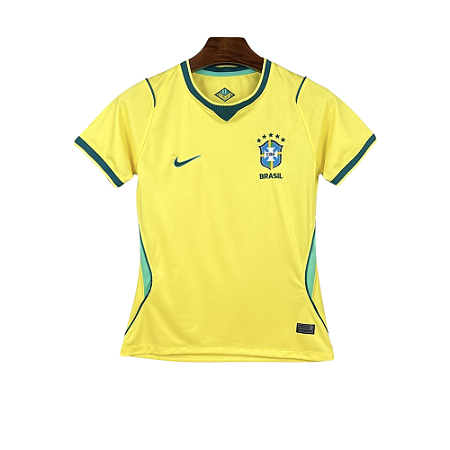 Camisa Feminina Brasil Amarela 2026 Importada 1.1 - Modelo Torcedor