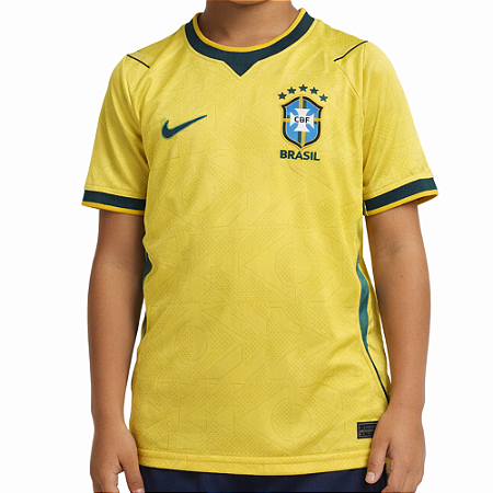 Camisa Infantil Seleção Brasileira Amarela 2026 - Nacional