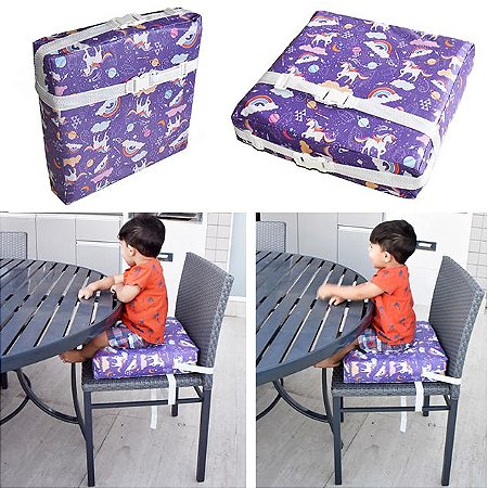 Assento Almofada de Elevação Infantil Criança - Estampa Unicórnio Lilás